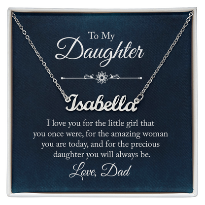 To My Beautiful Daughter – Personalized Name Necklace, A Heartfelt Gift from Dad