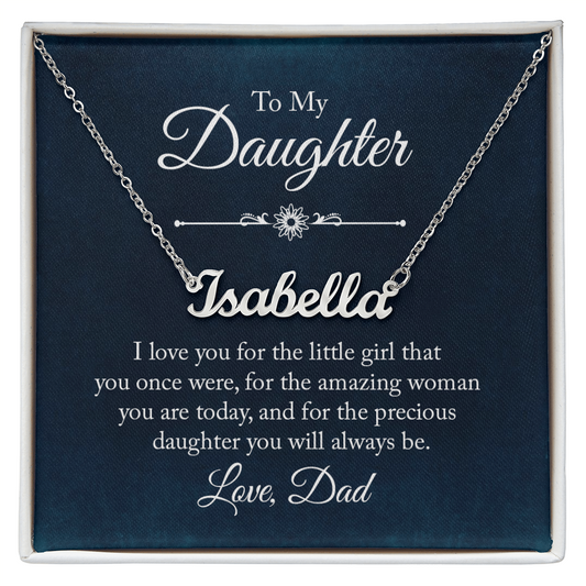To My Beautiful Daughter – Personalized Name Necklace, A Heartfelt Gift from Dad