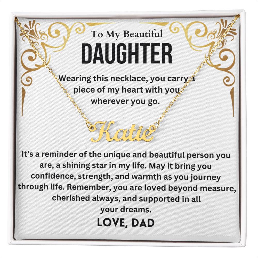 To My Beautiful Daughter from Dad Personalized Name Necklace