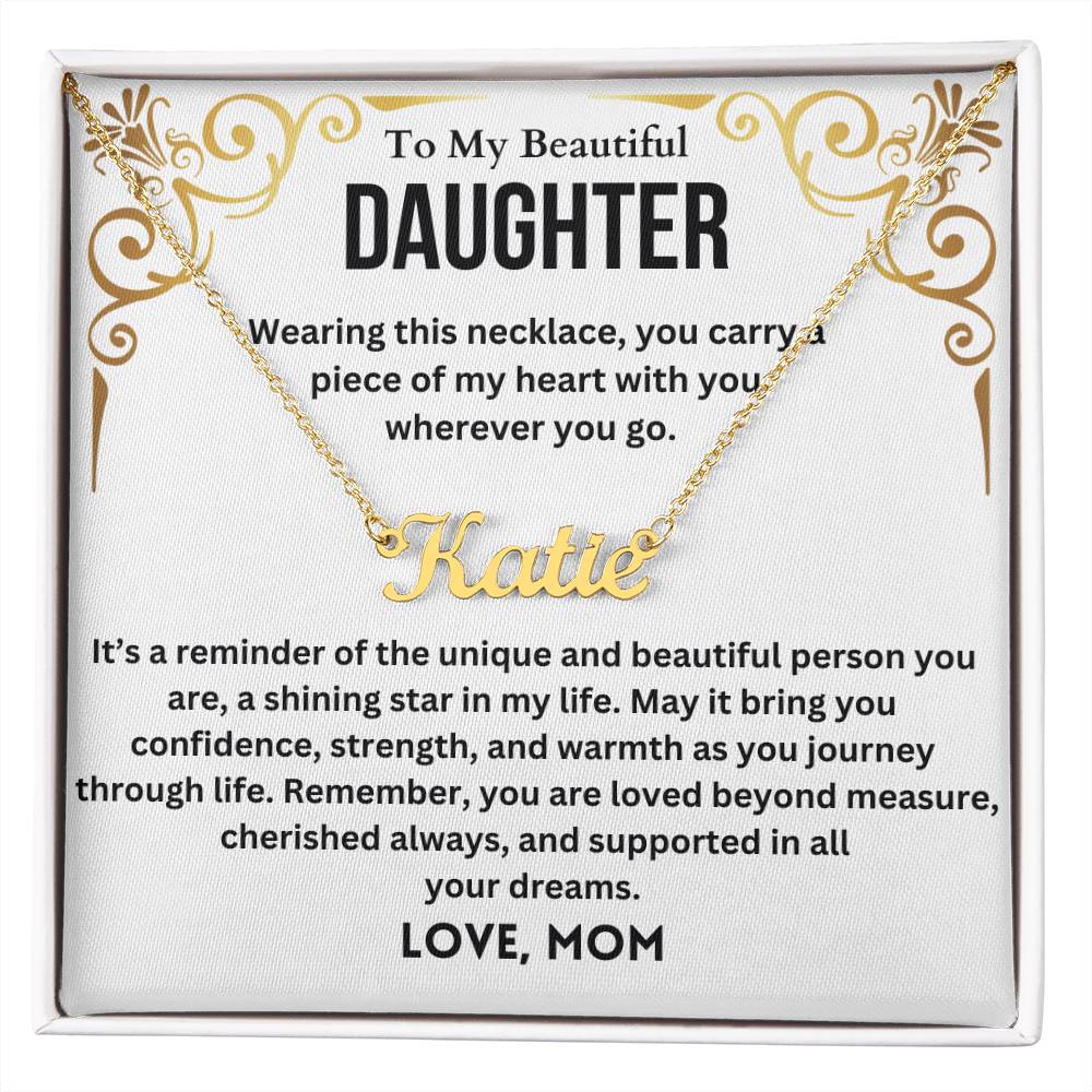 To My Beautiful Daughter from Mom Personalized name necklace