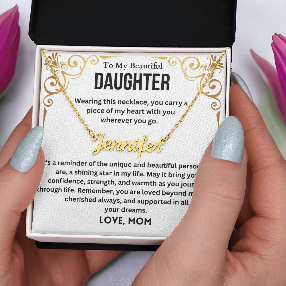 To My Beautiful Daughter from Mom Personalized name necklace