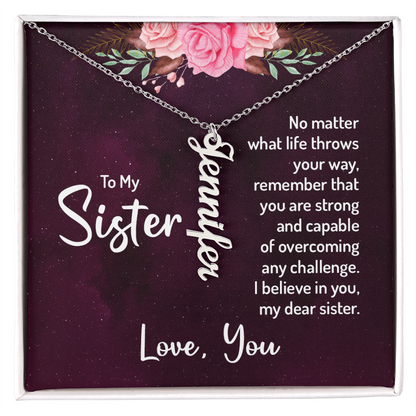 Personalized Vertical Name Necklace for My Beautiful Sister