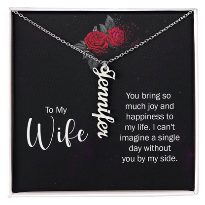 To My Forever Love – Personalized Vertical Name Necklace for Wife