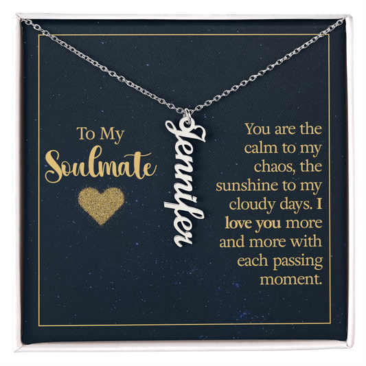 To My Soulmate – Personalized Vertical Name Necklace