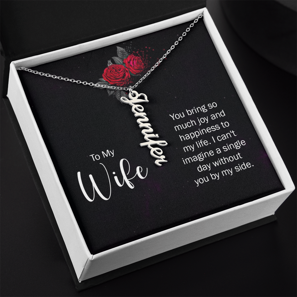 To My Forever Love – Personalized Vertical Name Necklace for Wife