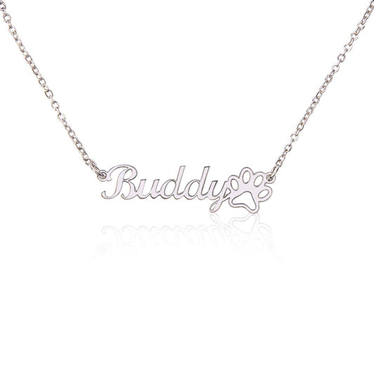 Name Necklace with Paw