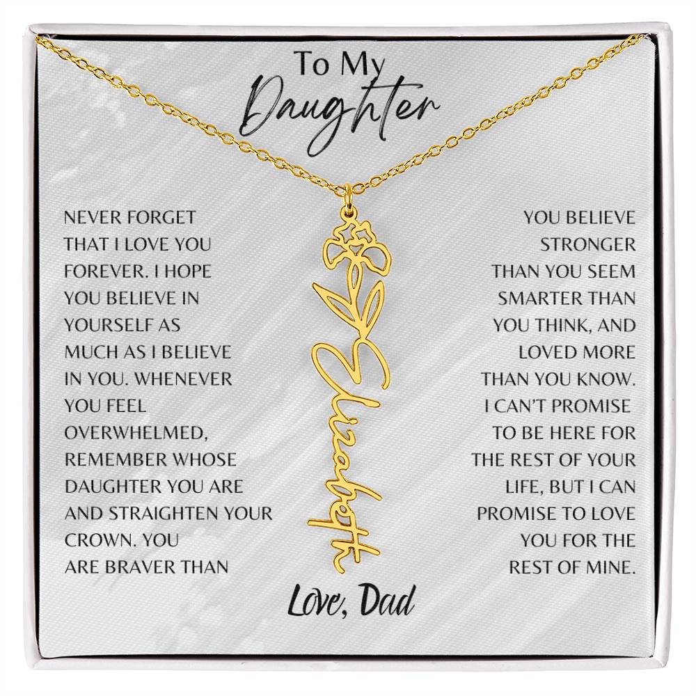 Daughter From Dad Name Flower Necklace, Personalized