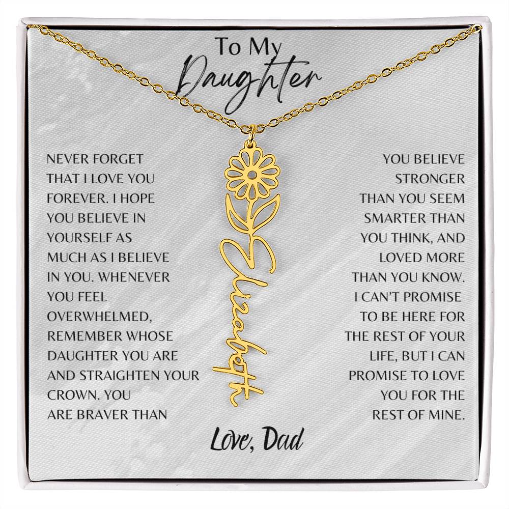 Daughter From Dad Name Flower Necklace, Personalized