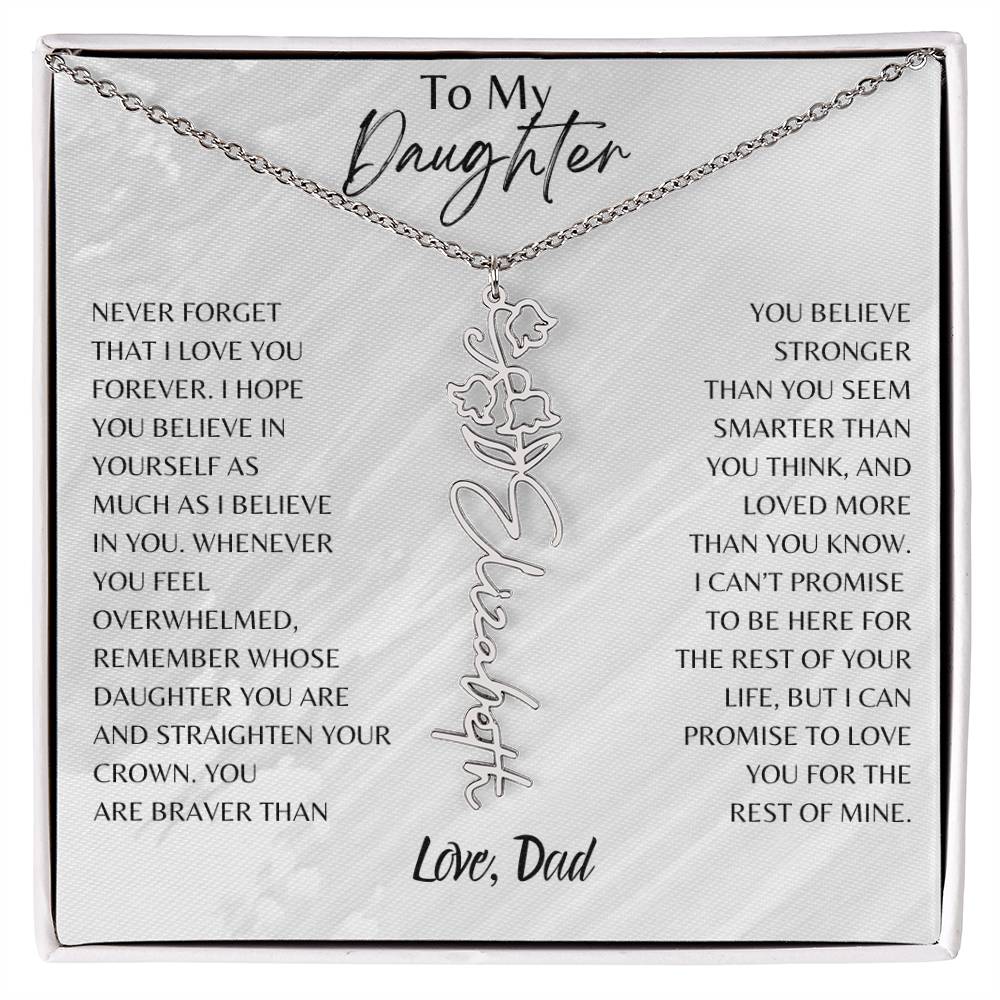 Daughter From Dad Name Flower Necklace, Personalized