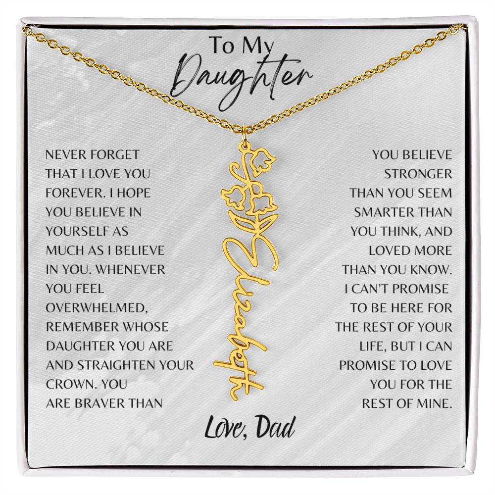 Daughter From Dad Name Flower Necklace, Personalized