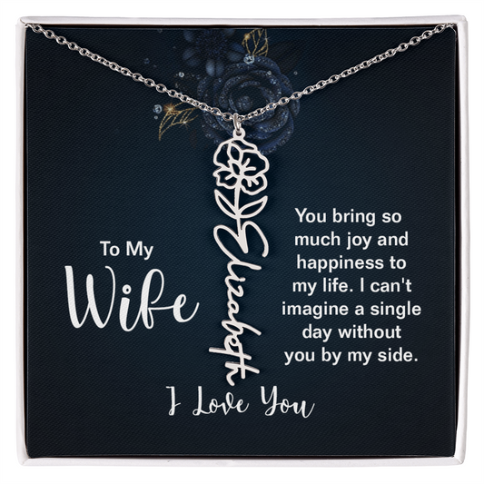 Forever My Love – Custom Birth Flower Name Necklace for Wife