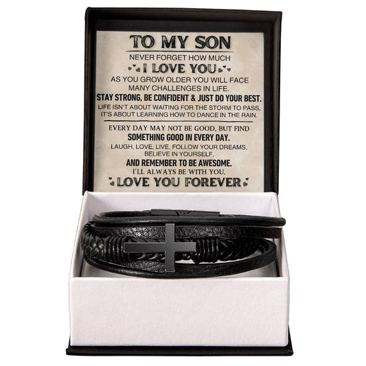 To My Son | Cross Leather Bracelet | LTMC