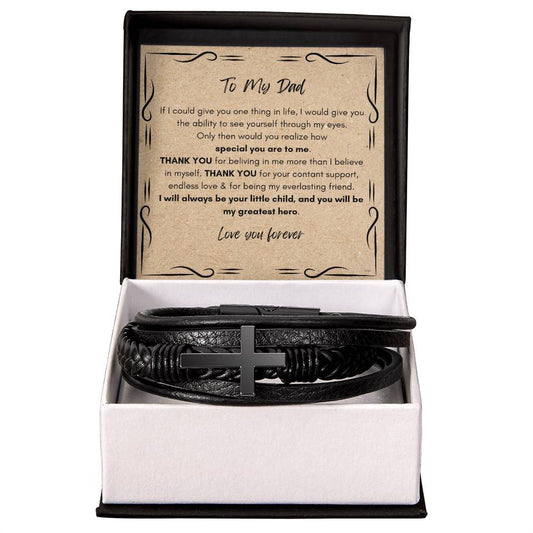 Men's Leather Cross Bracelet Dad