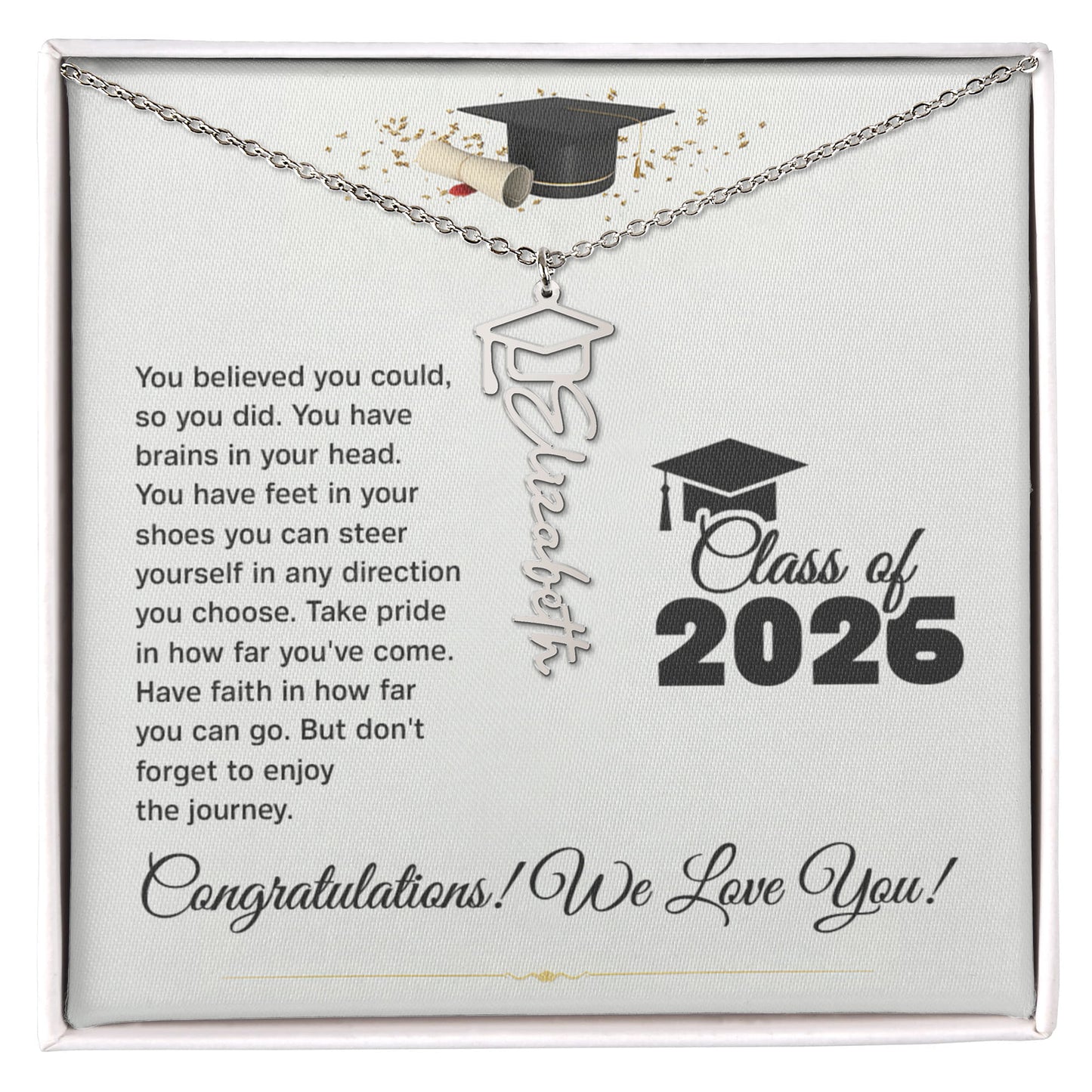 Personalized Graduation Cap Name Necklace