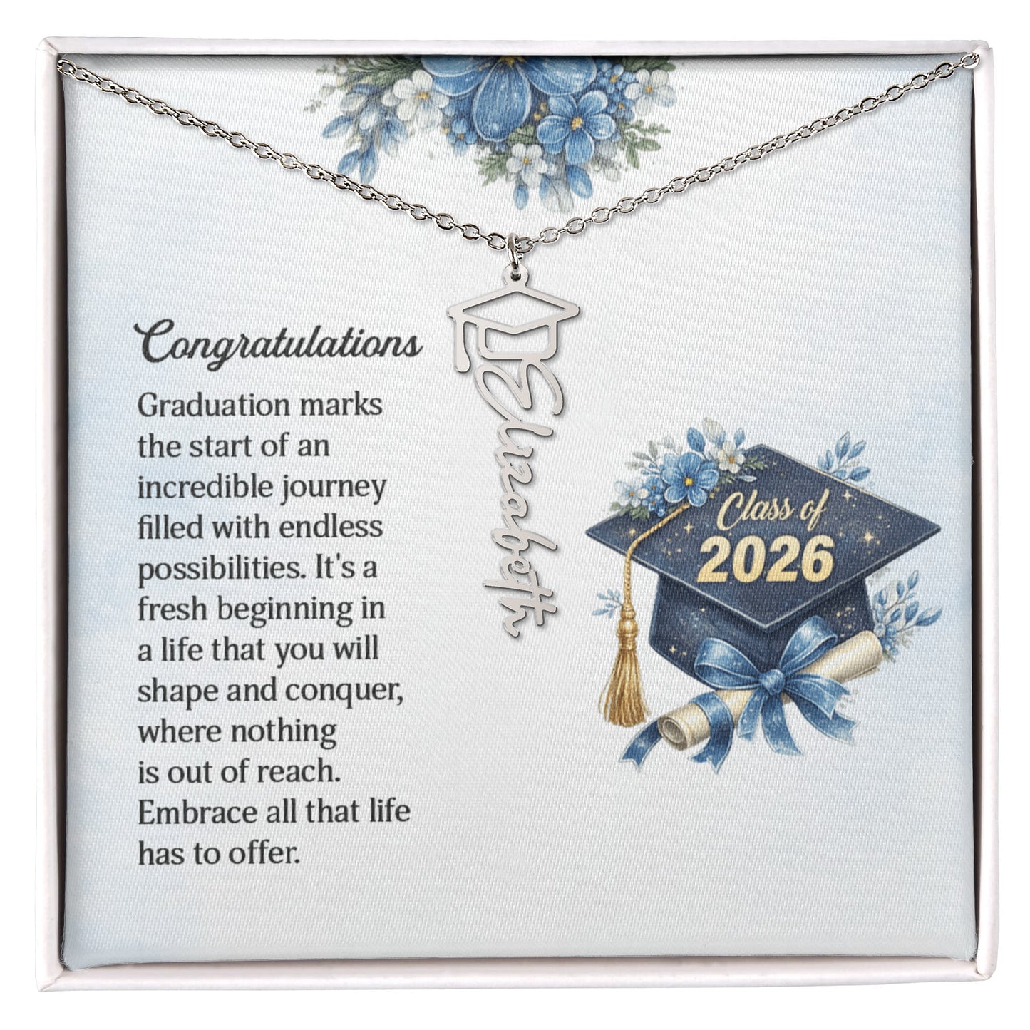 Graduation Cap Name Necklace