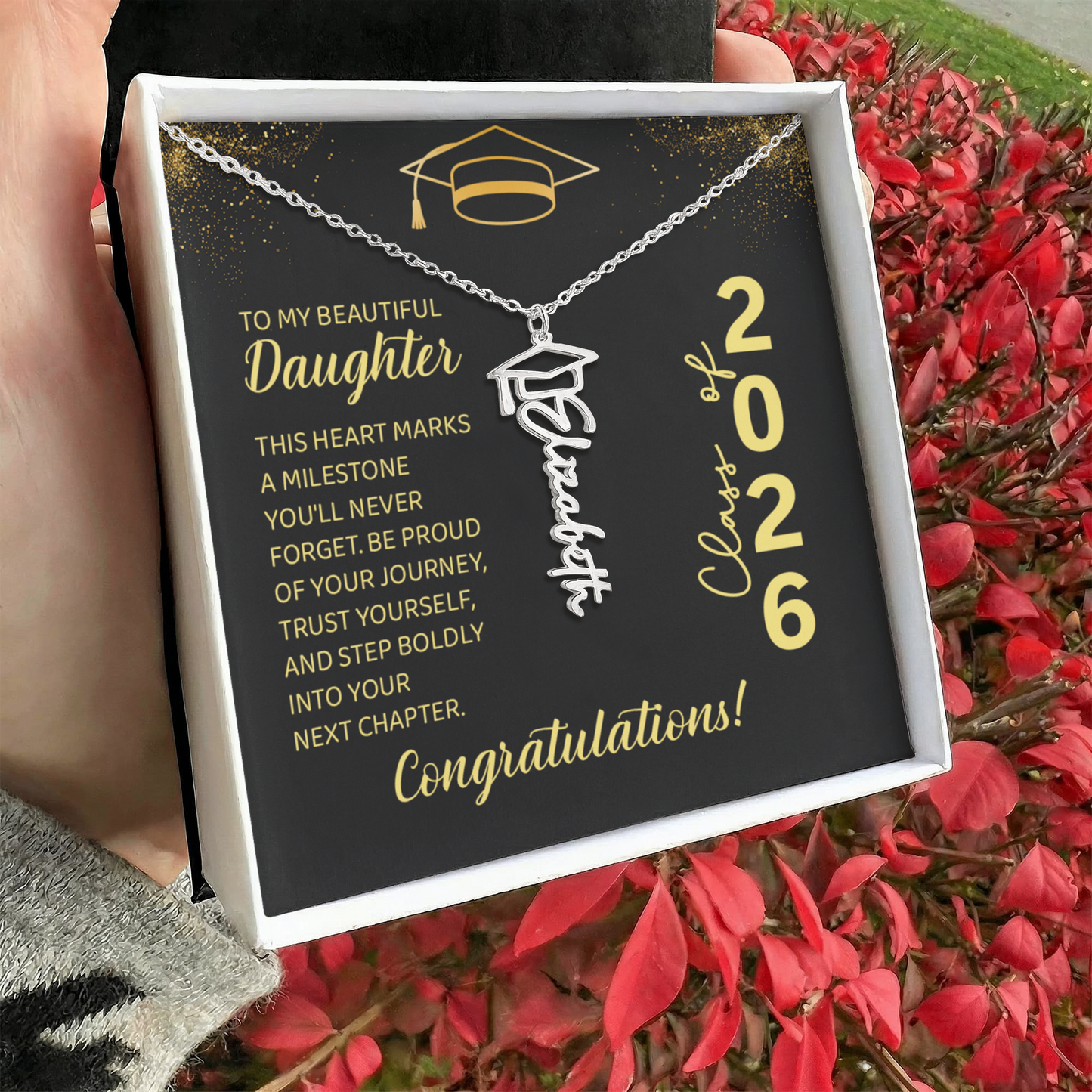 Personalized Graduation Name Necklace for Daughter