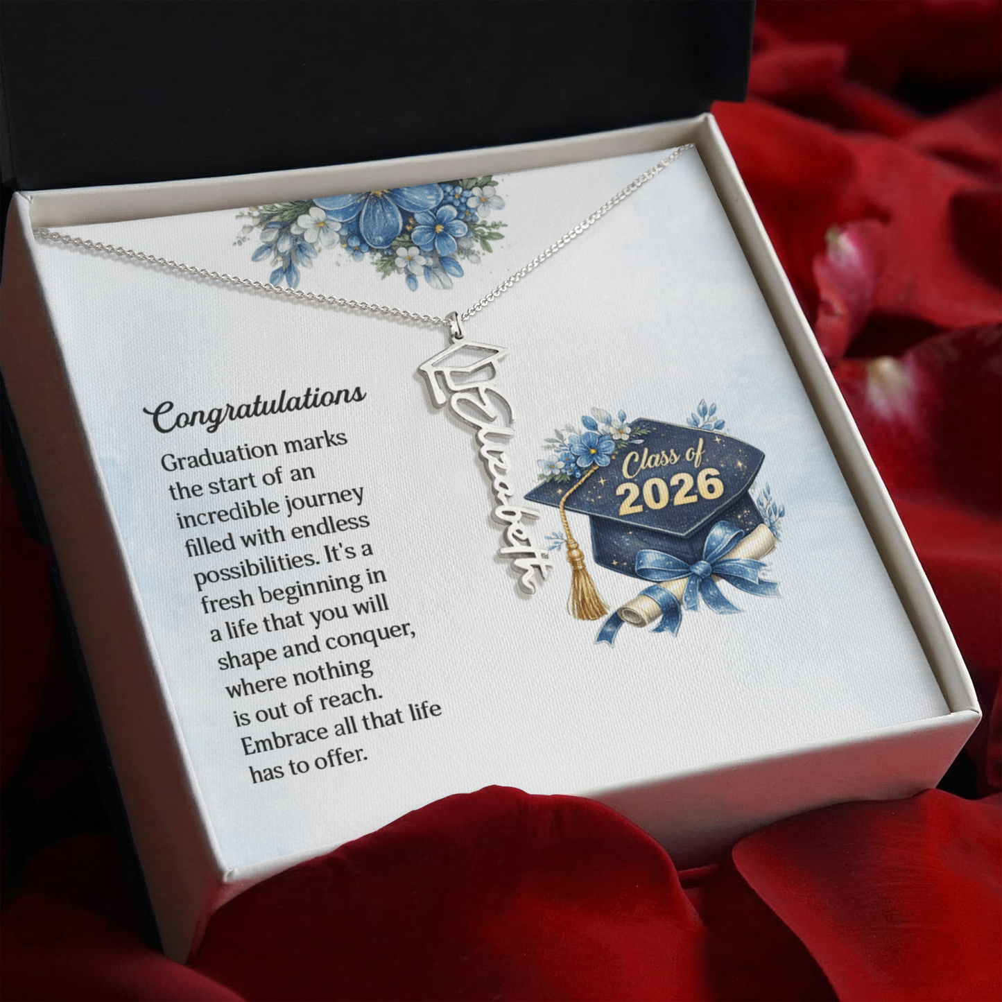 Graduation Cap Name Necklace