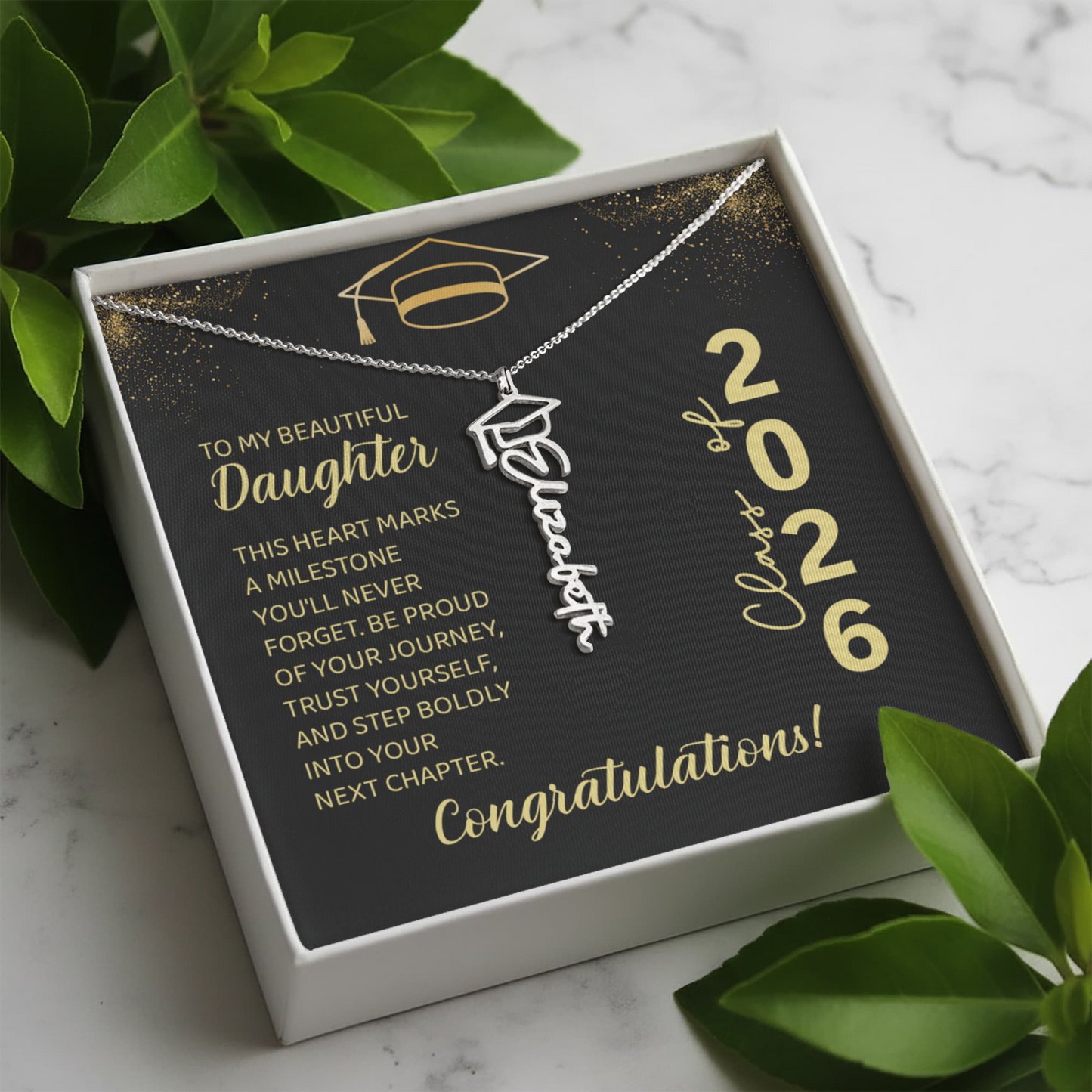 Personalized Graduation Name Necklace for Daughter