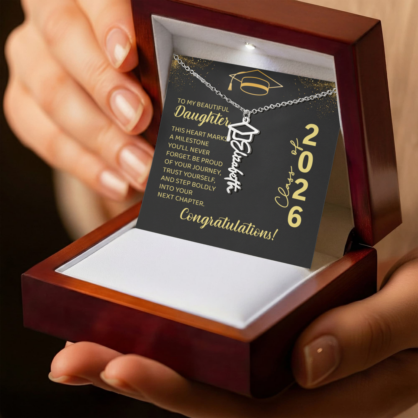 Personalized Graduation Name Necklace for Daughter
