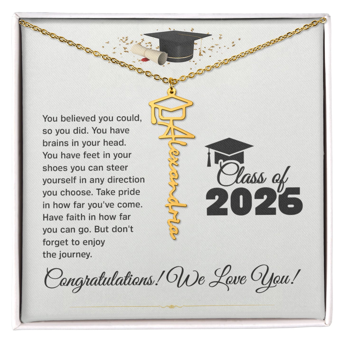 Personalized Graduation Cap Name Necklace