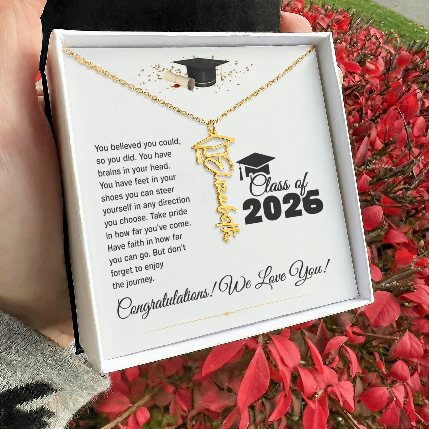 Personalized Graduation Cap Name Necklace