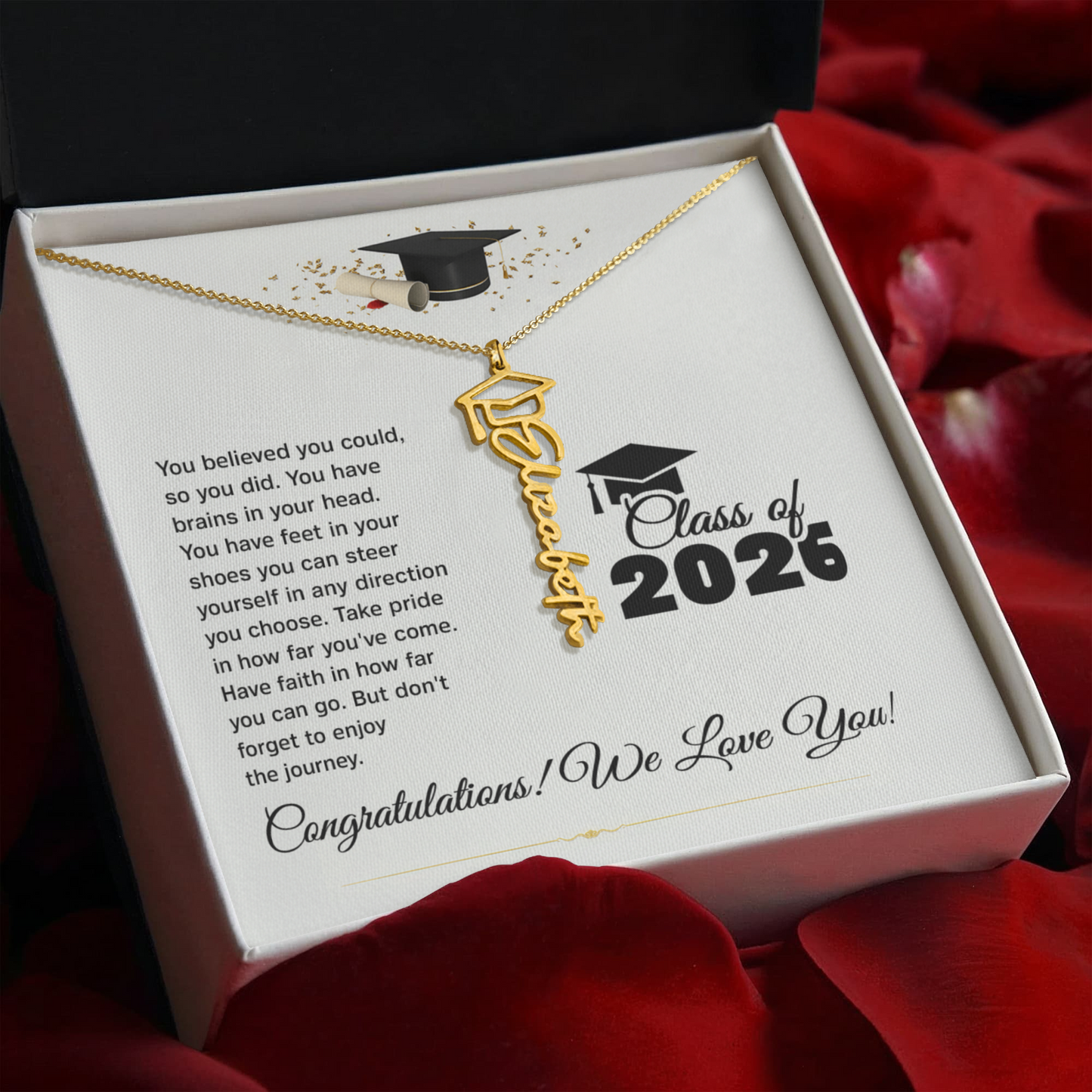 Personalized Graduation Cap Name Necklace