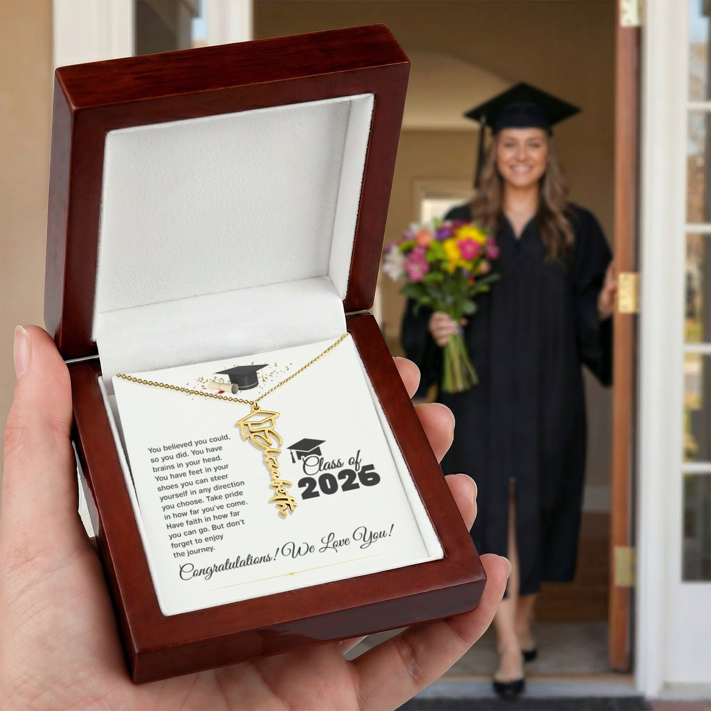 Personalized Graduation Cap Name Necklace