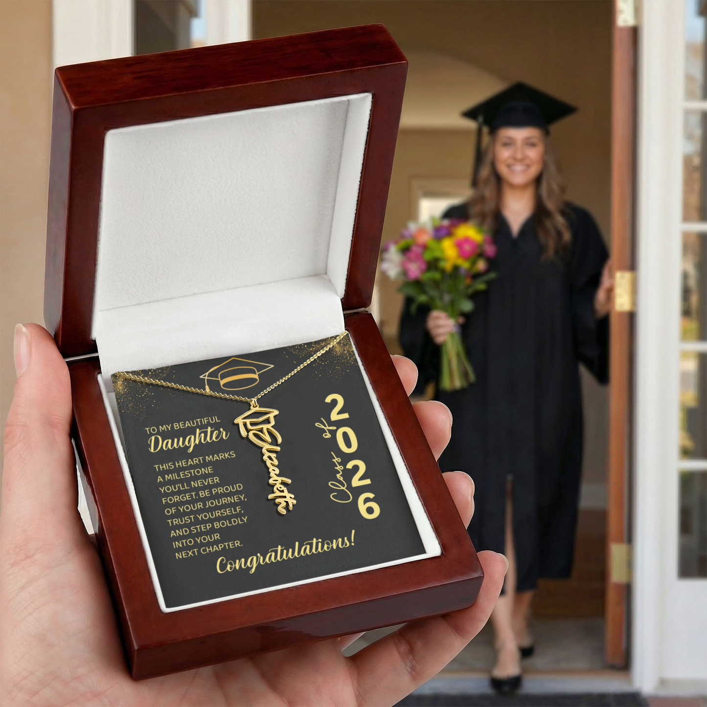 Personalized Graduation Name Necklace for Daughter