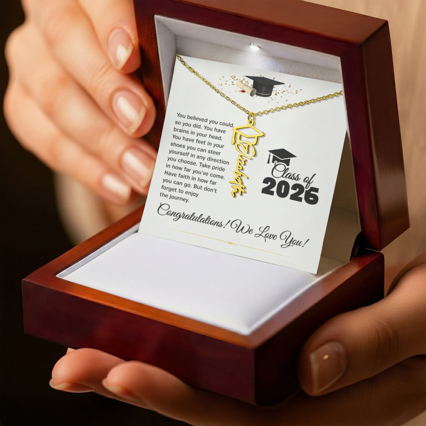 Personalized Graduation Cap Name Necklace