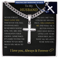 To My Husband Personalized Cross with Cuban Link Chain