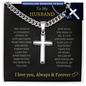 To My Husband Personalized Cross with Cuban Link Chain
