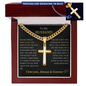 To My Husband Personalized Cross with Cuban Link Chain