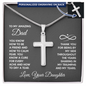 To Dad from Daughter- Personalized Cross on Snake Chain