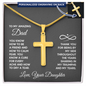 To Dad from Daughter- Personalized Cross on Snake Chain