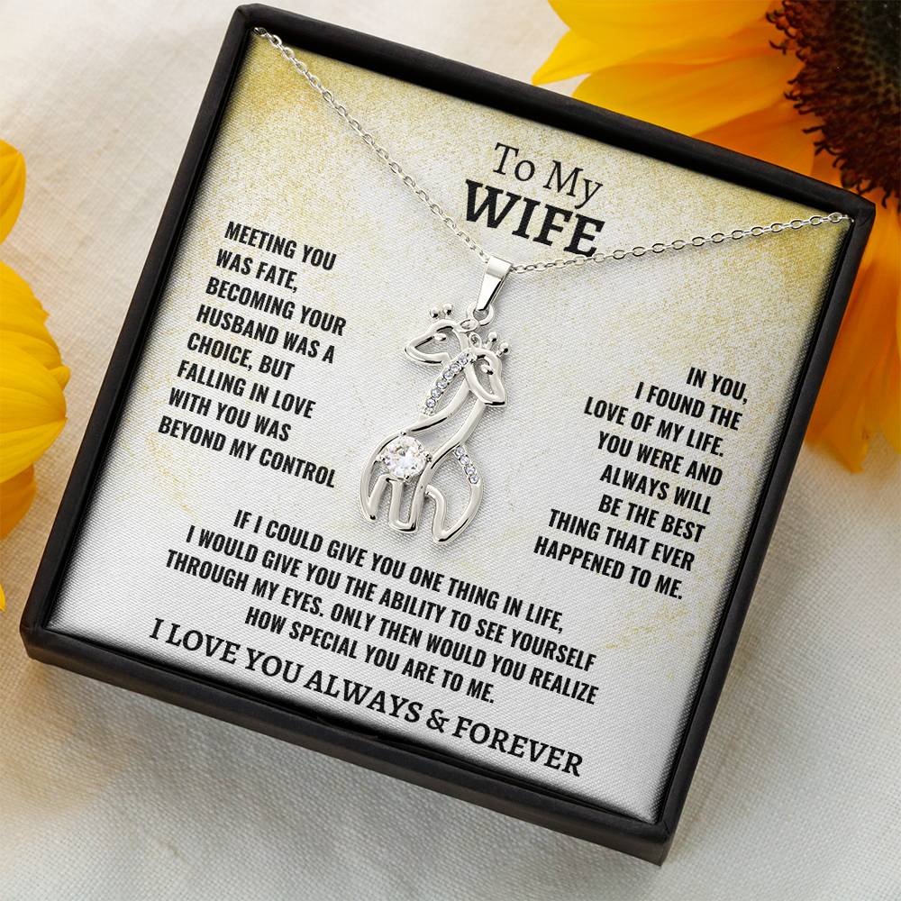 To My Wife Intertwined Giraffe Necklace